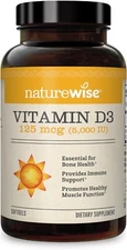 Naturewise Vitamin D3 5000 IU Softgels (125 mcg) - ( Mini Softgel ) - 360 Count