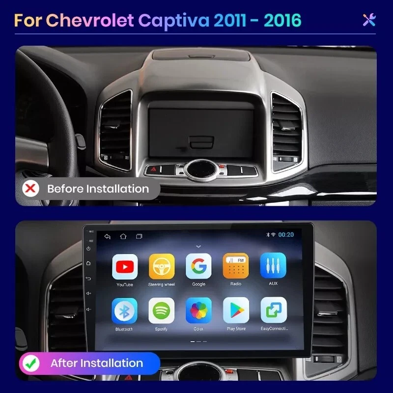 RADIO 2 DIN PER CHEVROLET CAPTIVA 1GB 16 GB NAVIGATORE GPS BLUETOOTH ANDROID - Immagine 2 di 3