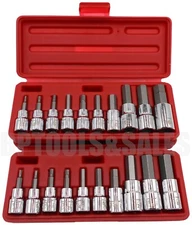 20pc Drop Forged SAE & Metric 3/8" & 1/2" Drive Hex Bit Allen Head Socket Bundle