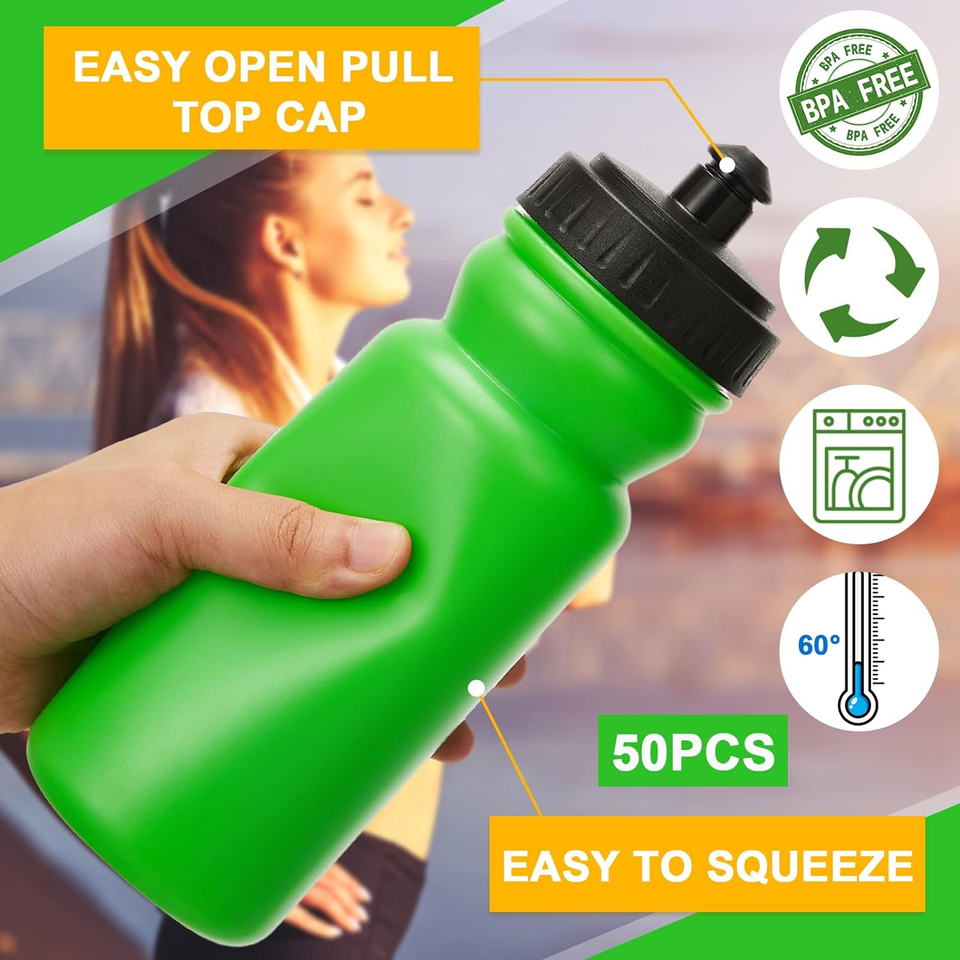 Mummify 50 Pcs Bulk Sports Water Bottles 20 Oz Plastic Water Bottles Squeeze Bul eBay