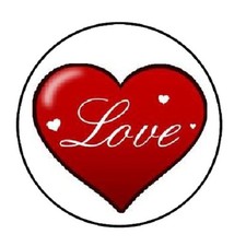 48 Red Love Heart ENVELOPE SEALS LABELS STICKERS 1.2" ROUND