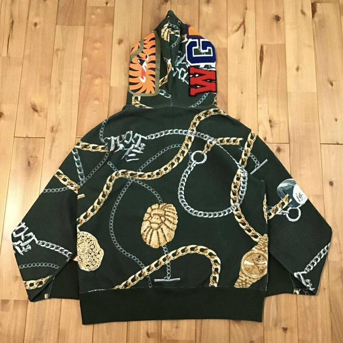 BAPE JEWELS SHARK FULL ZIP HOODIE Green A Bathing Ape Size M