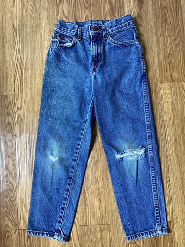 GIRLS Jean’s CHIC high-rise straight jeans blue size 7 children’s kids clean - Picture 3 of 4