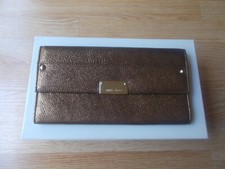625 Jimmy Choo Reese Clutch Bag Metallic Leather Logo NEW
