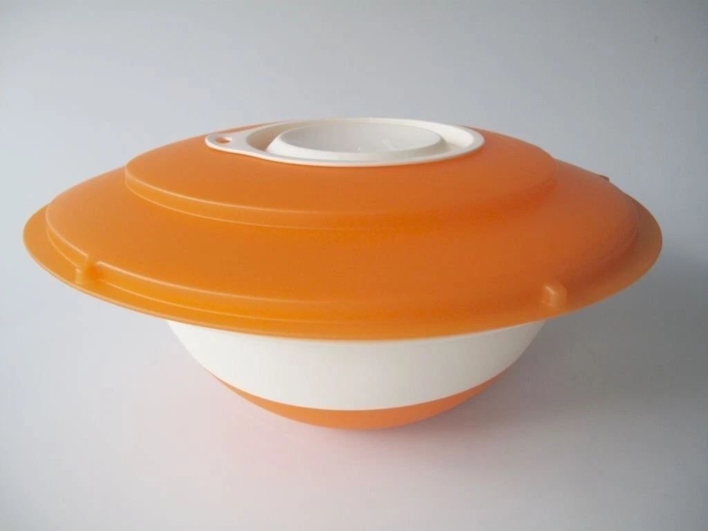 Tapperware Mixing Bowl Fancy 3 Litre Orange White