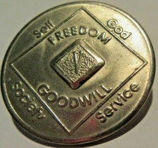 Narcotics Anonymous NA  5 Year Medallion Token 1991 WSO Set Chip Clean