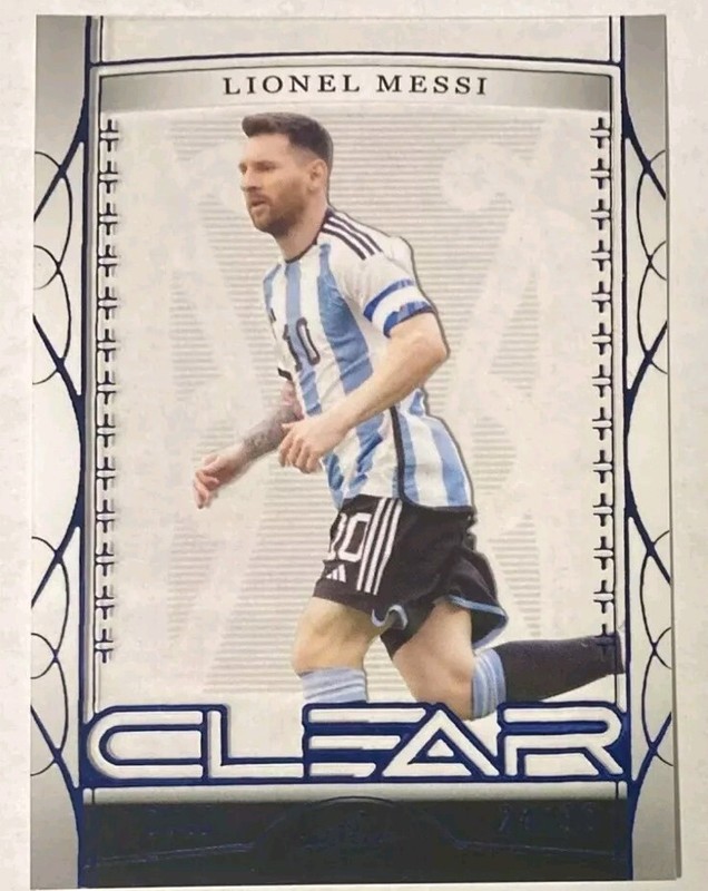 2023 LEAF TRINITY CLEAR LIONEL MESSI RARE BLUE PARALLEL SSP ONLY 30 MADE!