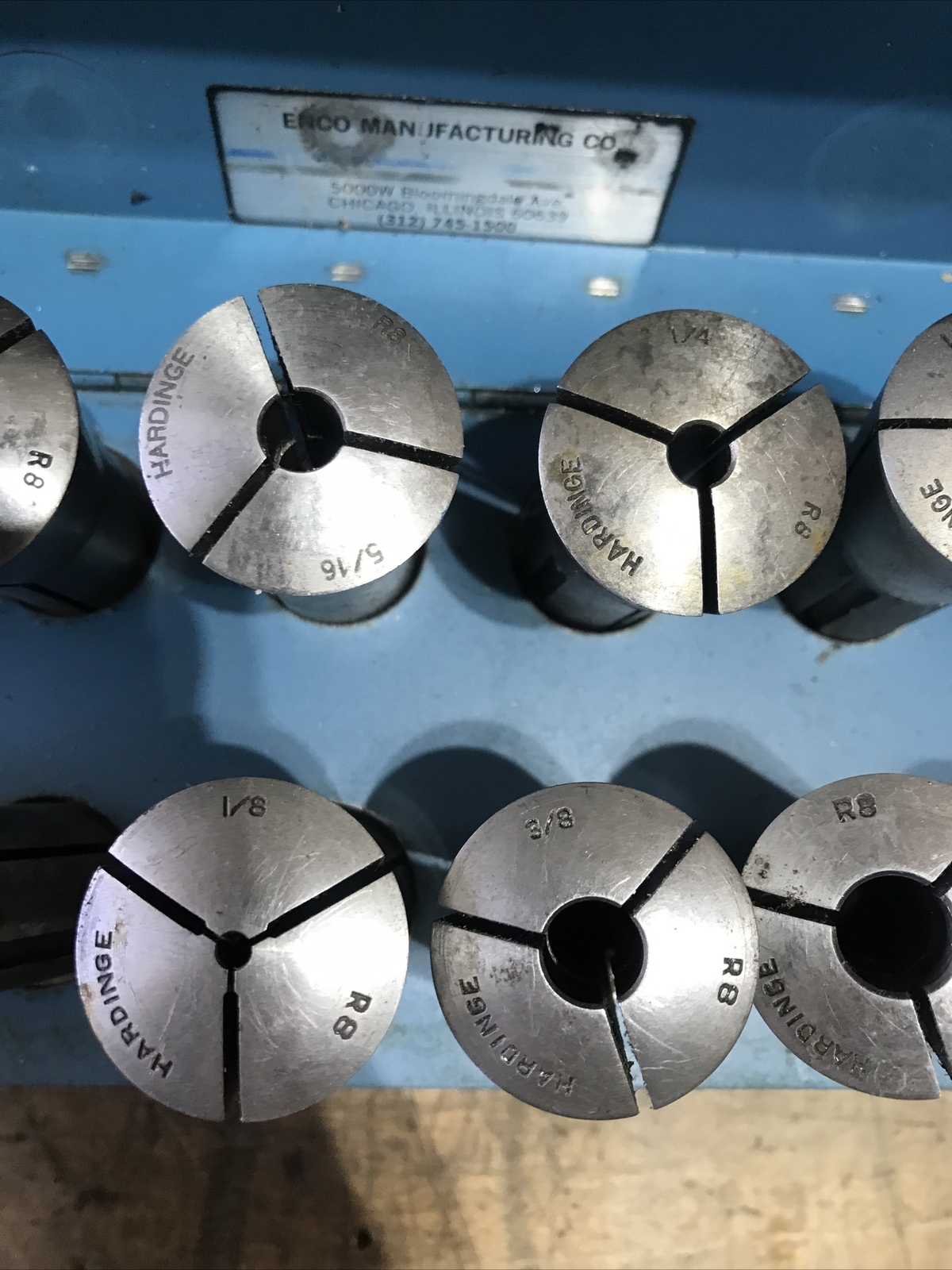 Machinist Tools Hardinge R8 Collets Plus Metal Holder Qty 12 eBay