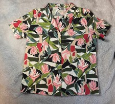 Vintage Hilo Hattie  s Hawaiian Dancer Floral Short Sleeve Shirt Sz M 70s-80s