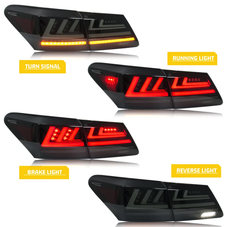 LED Tail Lights for Lexus ES350 2007-2012 Black Sequential Animation Rear Lamps - Image 4 of 4