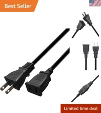 5ft Heavy-Duty Extension Cord - Dual-Prong Outlet Saver for Classic Devices