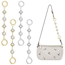 4 PCS Bag Extender Chain Purse Strap Extender Decorative Crystal Silver Chains