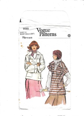 Vintage Schnittmuster Vogue 70er Jahre locker sitzendes Top Schnitt Gr. 14 (Brustumfang 36'')