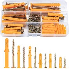 Image of 88 Pcs Wall Plugs and Screws Set(44 Masonry Self Tapping Screws, 44 Expansion