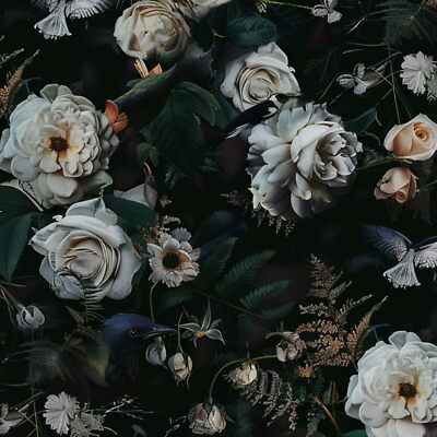 Amiya Dark Floral Gothic Wallpaper Peel and Stick Retro Floral Black Rose Mur...