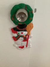 Holiday Decor Vtg J.S.N.Y. Snowman Door Hanger Top Hat Scarf Broom 2 Cardinals