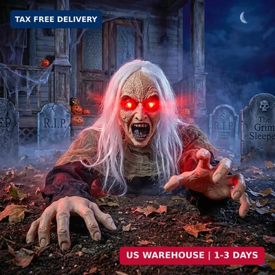 Hourleey Halloween Decorations Outdoor, Sound Activated Climbing Zombie Groundbr