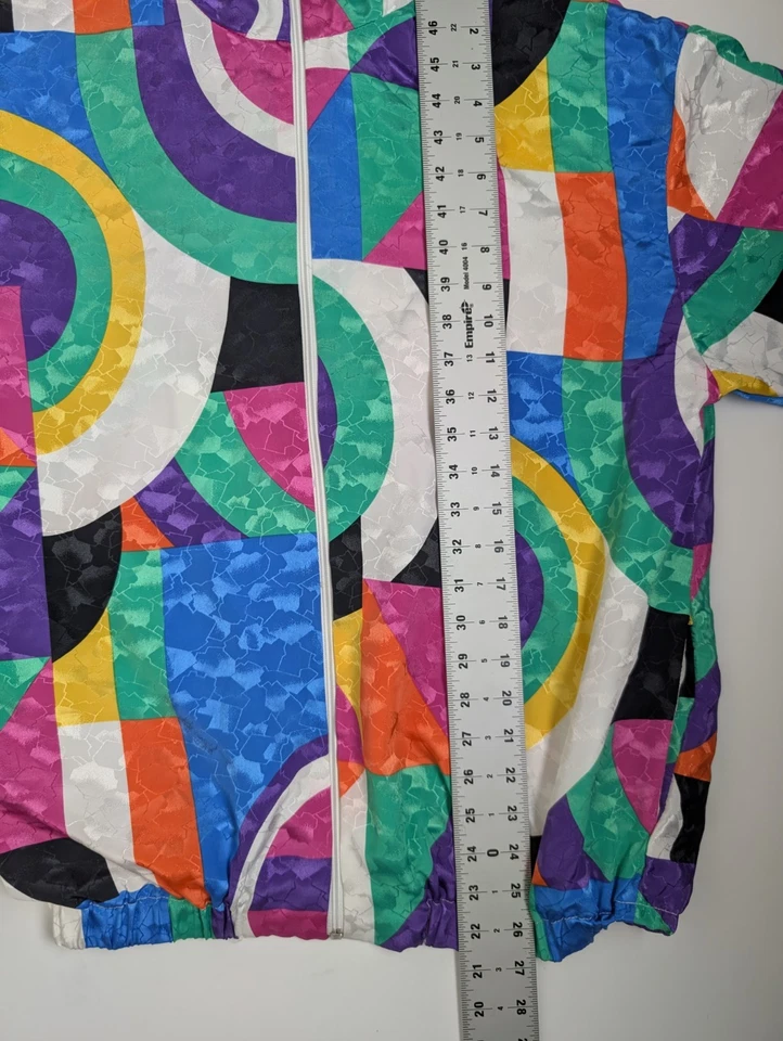 Chaqueta cortavientos retro unisex vintage años 80 geométrica bloques de color talla M Foto 4 de 4