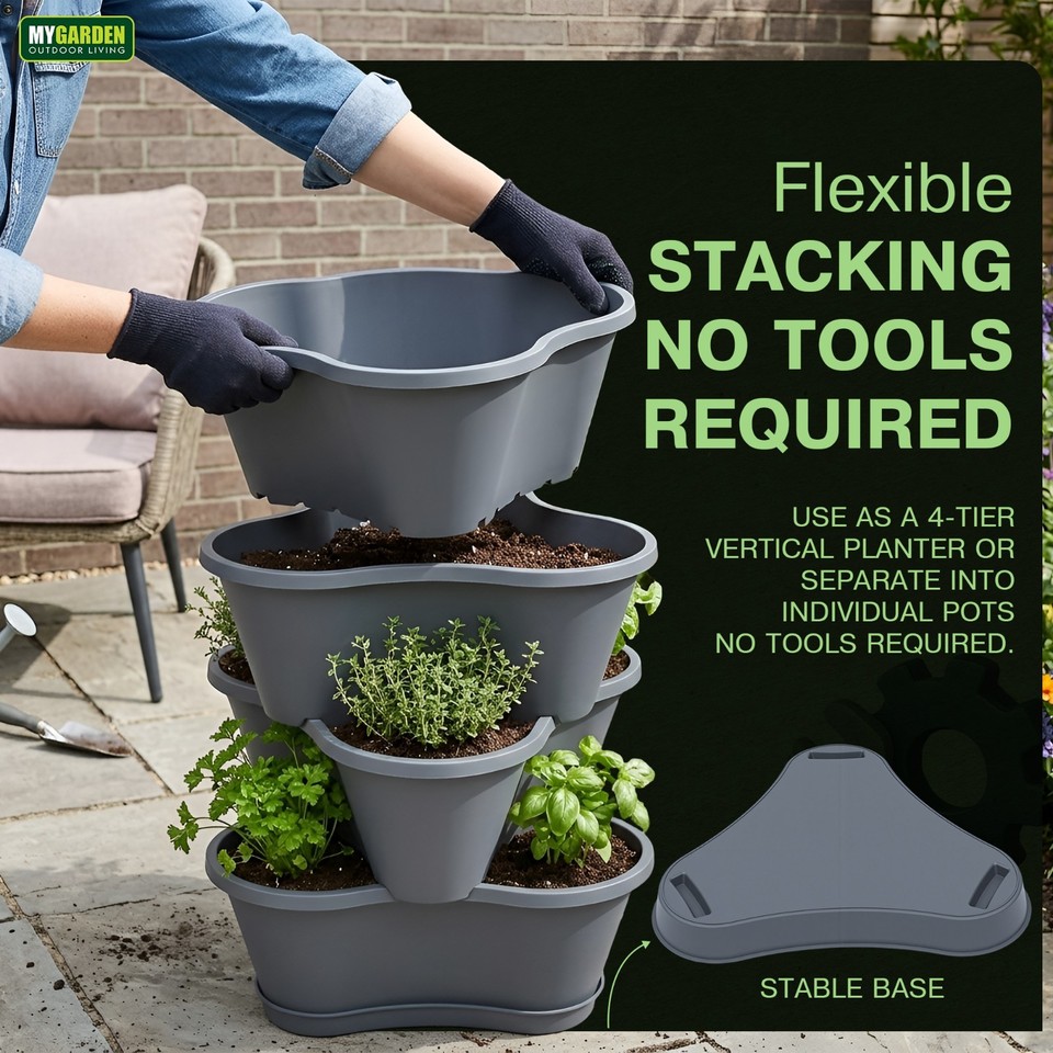 Stackable Strawberry Planter Vertical Garden Tower Flowers Vegetable ...