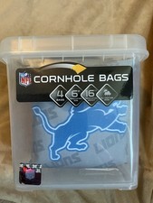 YouTheFan Detroit Lions NFL Cornhole Bags Set of 4, Gray Blue, 6in