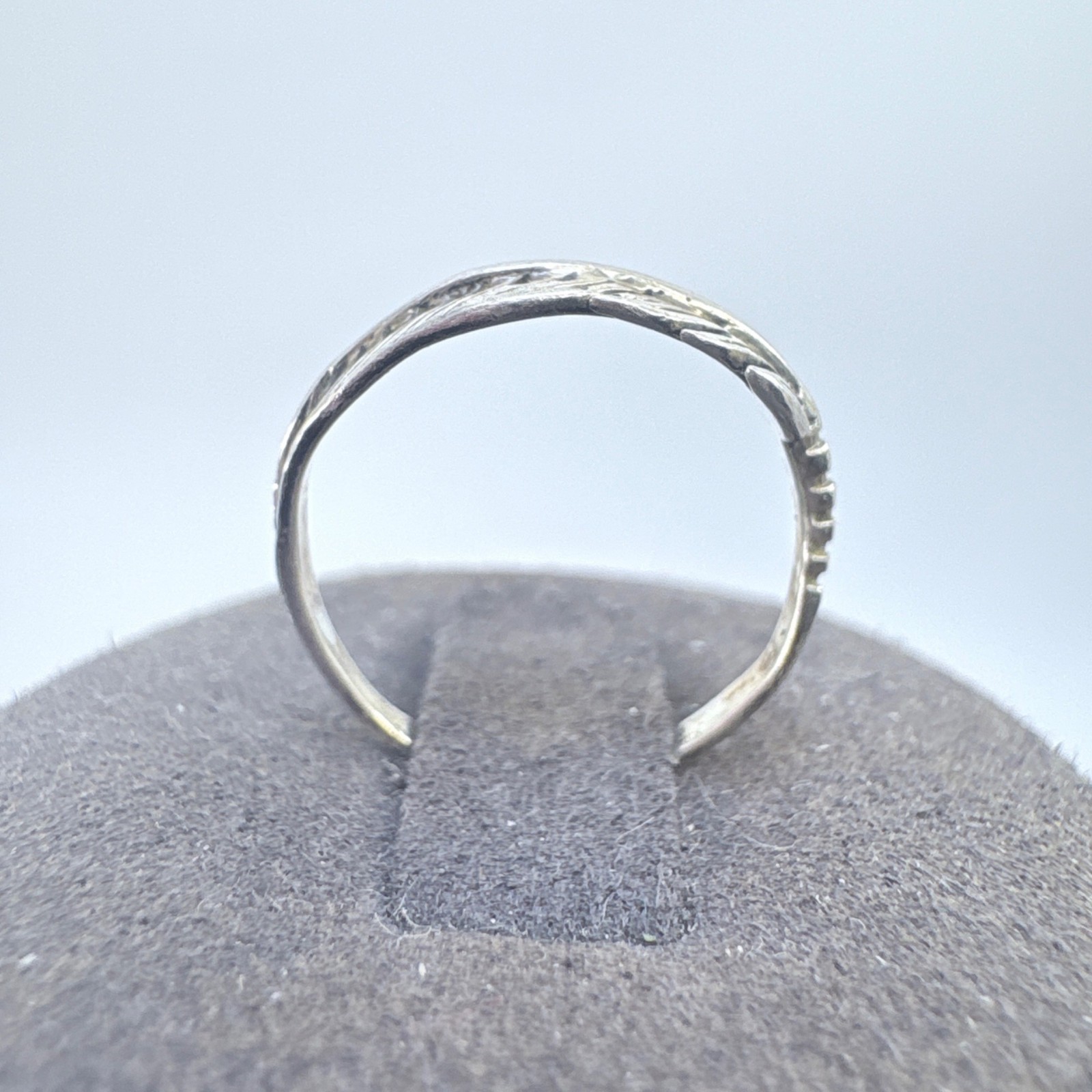 VTG Solid Sterling Silver 925 Feather Design Text… - image 5