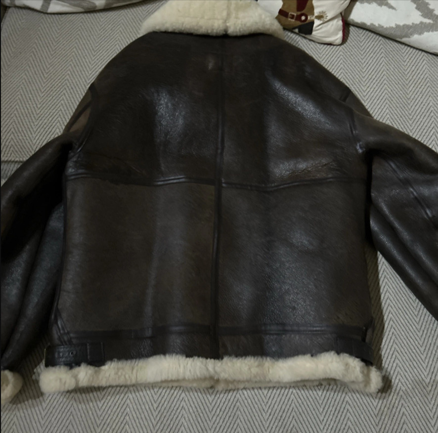Vintage Avirex B-3 Bomber Jacket. Mouton Wool Shearling Leather, WWII Style image 2