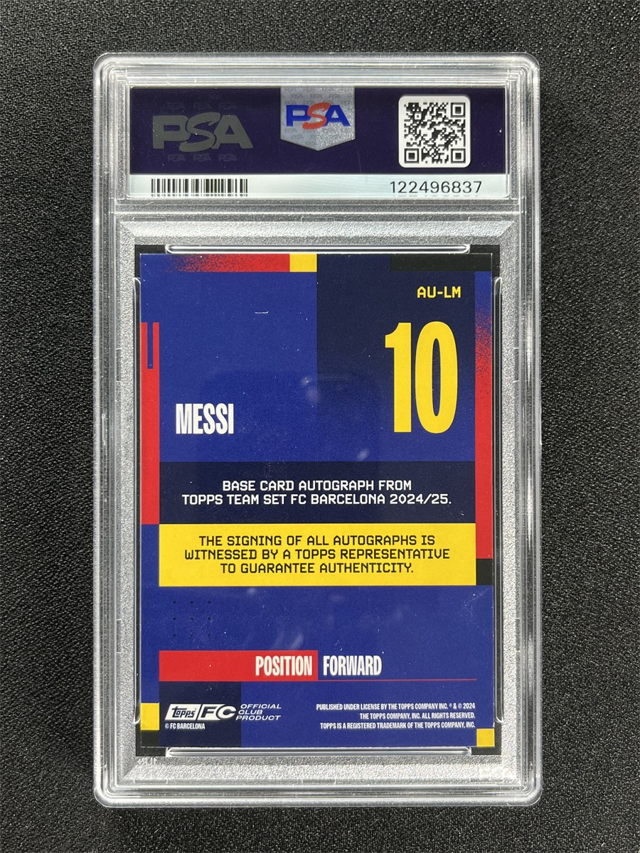 1/5 ! 2024-25 Topps Barcelona Team Set Lionel Messi #AU-LM Red PSA 9 Auto POP 1 view 2
