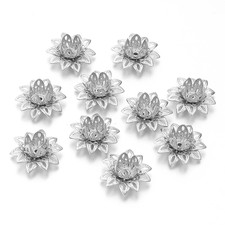 10Pcs 16Mm Metal Lotus Flower Beads Caps Loose Spacer End Beads Cap for Jewelry