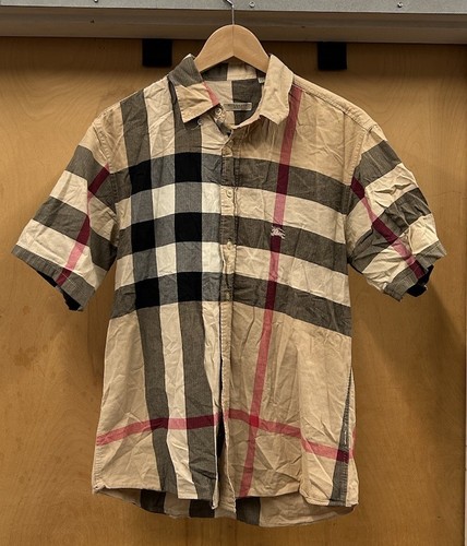 Burberry Brit Nova Check Mens Button Up Shirt Size Large Short Sleeve