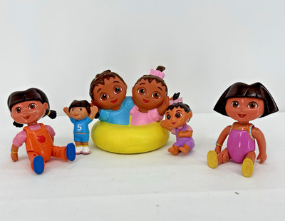 Vtg Dora the Explorer Figure Set Lot Of 5 Mini Plastic Viacom Mattel Deco Babies