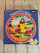 Vtg Jaymar Walt Disney Snow White 3032 Round Puzzle 100 pc COMPLETE w/ Box