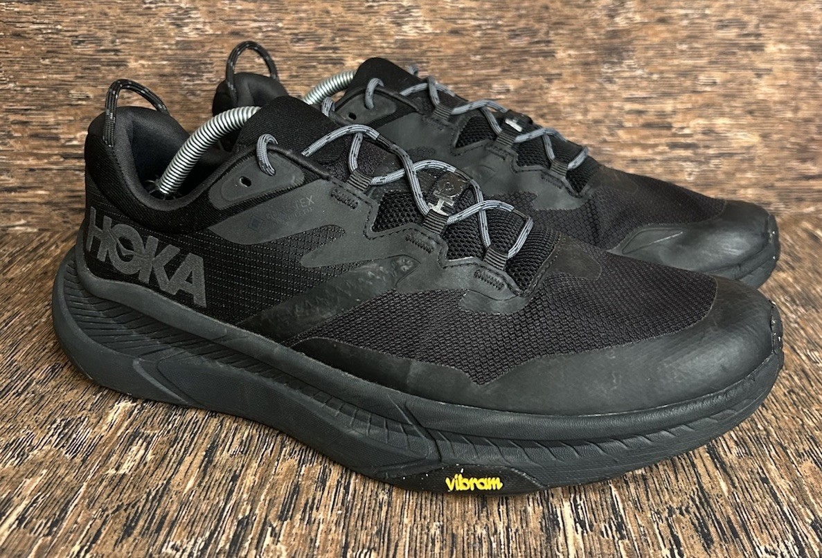 Hoka One One Transport Gore-Tex Vibram Trail Running Zapatos Triple Negro Para Hombres 12