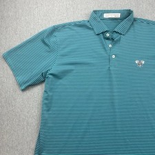 Holderness  Bourne The Maxwell Shirt Mens XL Golf Polo Blue Green Stripe LOGO