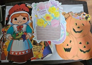 Thanksgiving/Halloween/Easter Decorations Eureka Double Sided Lot 13