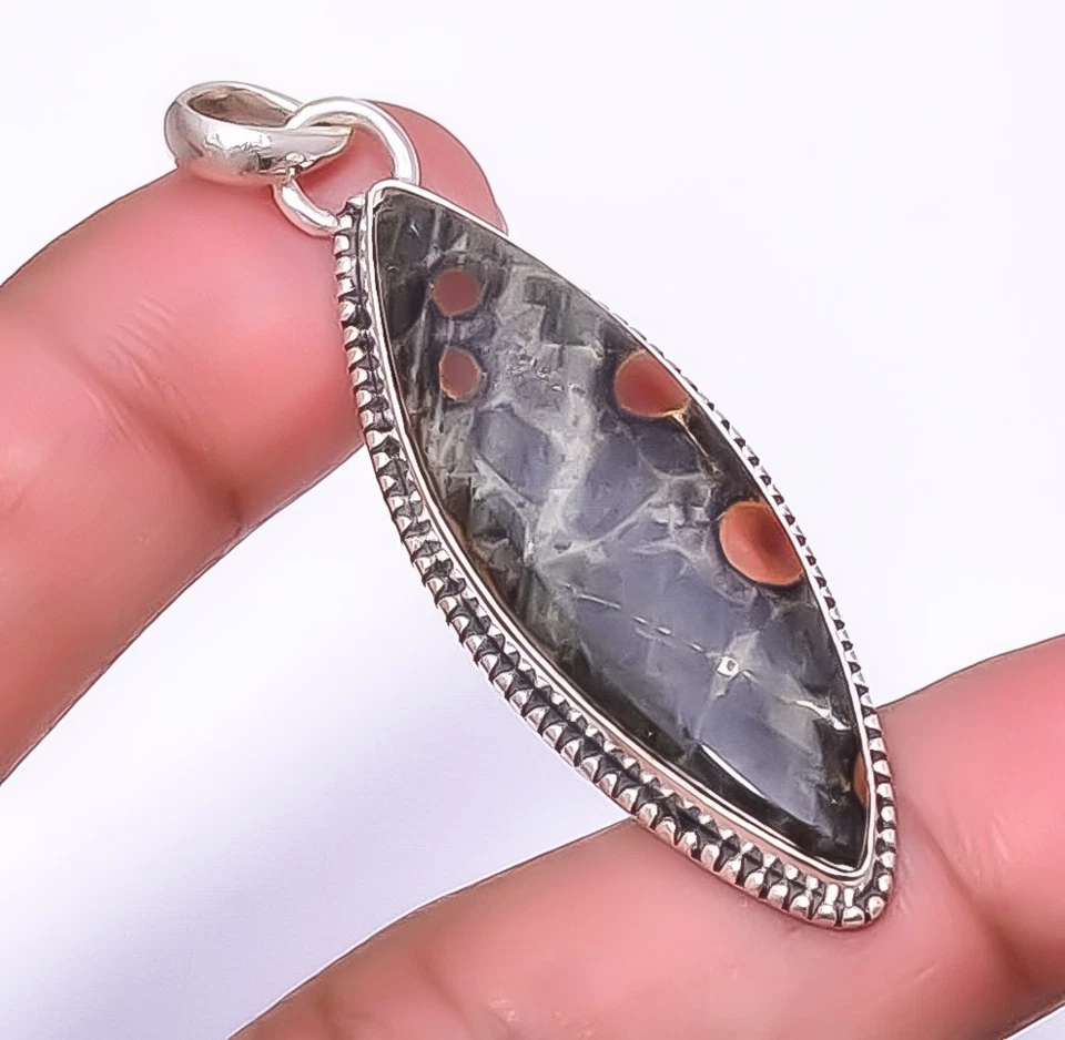 Colgante Joyería Plata Esterlina 925 Obsidiana Cacahuete 2.15" P13930, Regalo Navidad Foto 4 de 4