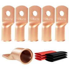 6pcs 1/0 Awg - 5/16 M8 Sanuke Wire Lugs Ring Terminal Connectors Ends Heavy D...