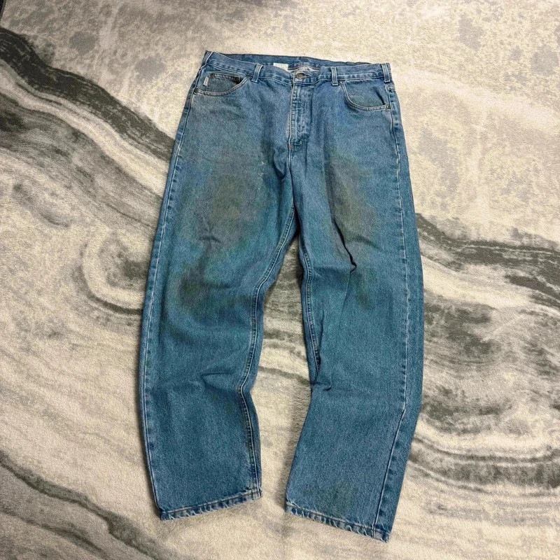 Vintage Carhartt 90s Straight Relaxed Fit Light Wash Denim Jeans Size 40 x 32 image 7