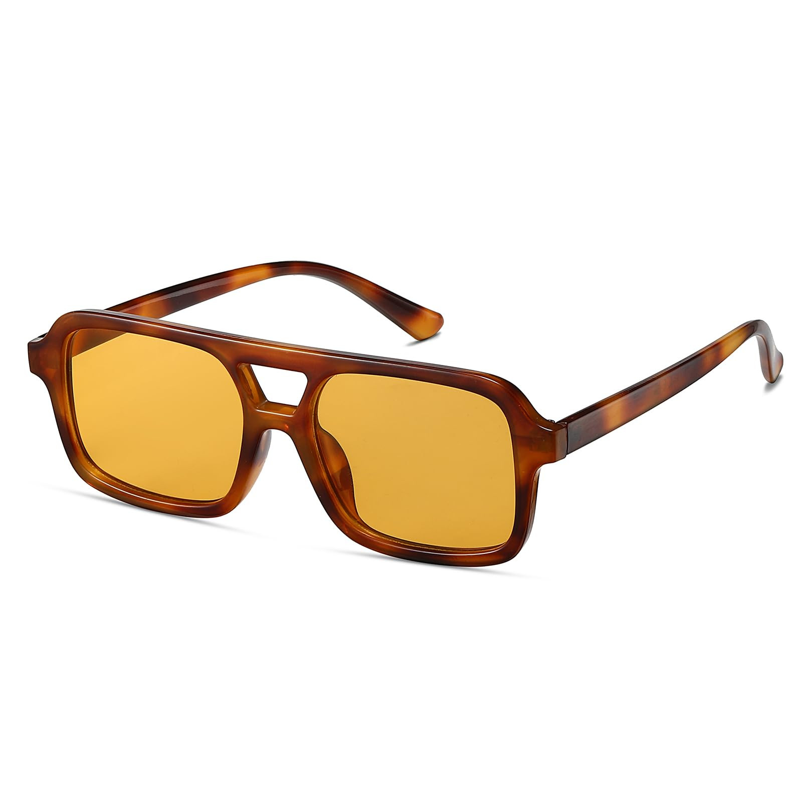 70s Retro Sunglasses for Men & Women – Double Bridge Rectangle Vintage Style