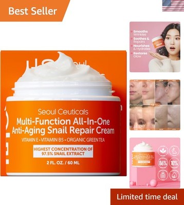 97.5% Snail Mucin Moisturizer   K Beauty Anti-Aging Cream 2oz for Youthful Skin