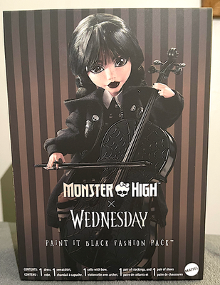 HXJ06 Mattel Creations Wednesday Addam PAINT IT BLACK Fashion Pack