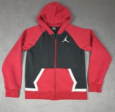 Jordan Full-Zip Hoodie Boys 13-15 Yrs Red Black Diamond Colorblocked Lightweight