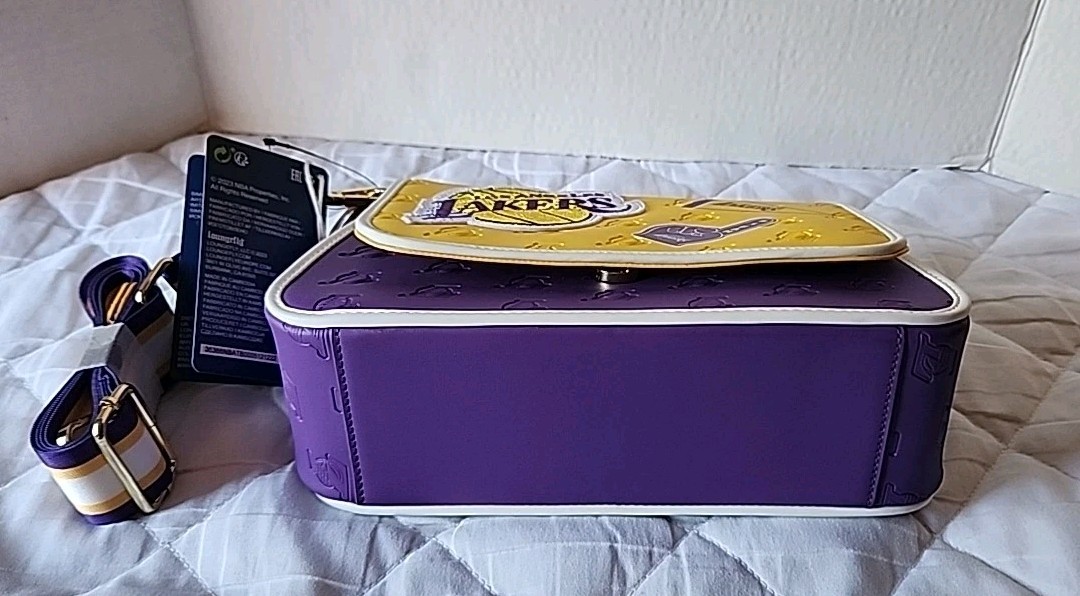Loungefly Los Angeles Lakers Patch Icons Crossbody Bag. NWT. image 10