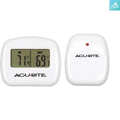 Digital Indoor/Outdoor Thermometer with LCD Display - Battery Operated & White
