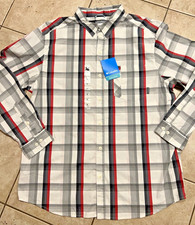 Columbia Shirt Mens XL Decoy Rock White Red Plaid Long Sleeve Omni Wick Stretch
