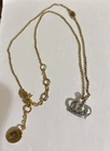 Juicy Couture Silver Tone Crown Necklace w/Gold Tone Adjustable Necklace