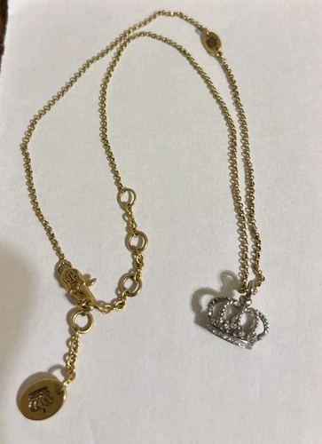 Juicy Couture Silver Tone Crown Necklace w/Gold Tone Adjustable Necklace