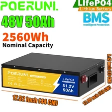 48V 50Ah LiFePO4 Lithium Battery 2560Wh Deep Cycles Built-in BMS For Golf Carts