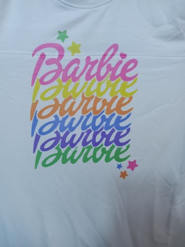 Members Mark Women's Zip media Pocket Short Sleeve Small Tee White Barbie Logo - Picture 2 of 9
