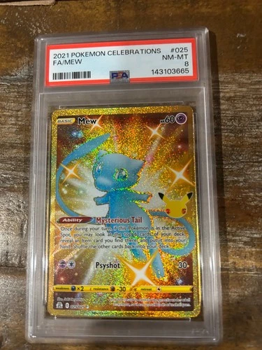 Pokemon 2021 Celebrations Full Art MEW #025 PSA 8 RARE