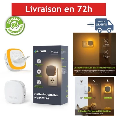 AUVON Veilleuse Enfant avec Capteur de Mouvement - 2 Pièces LED Réglable - Photo 1/4